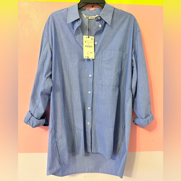 Zara Striped Women’s Menswear Style Poplin Shirt Small - Picture 8 of 16